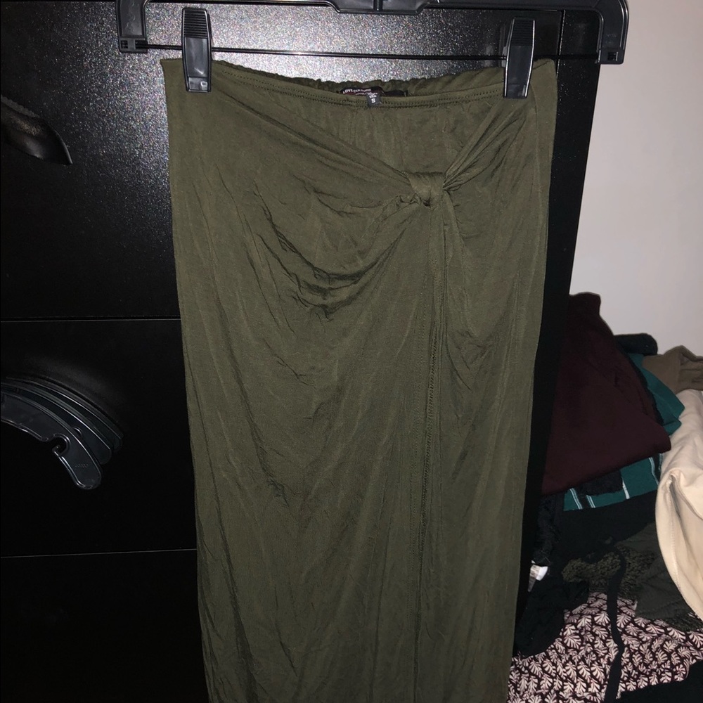 NWOT Love Culture Olive Maxi Skirt